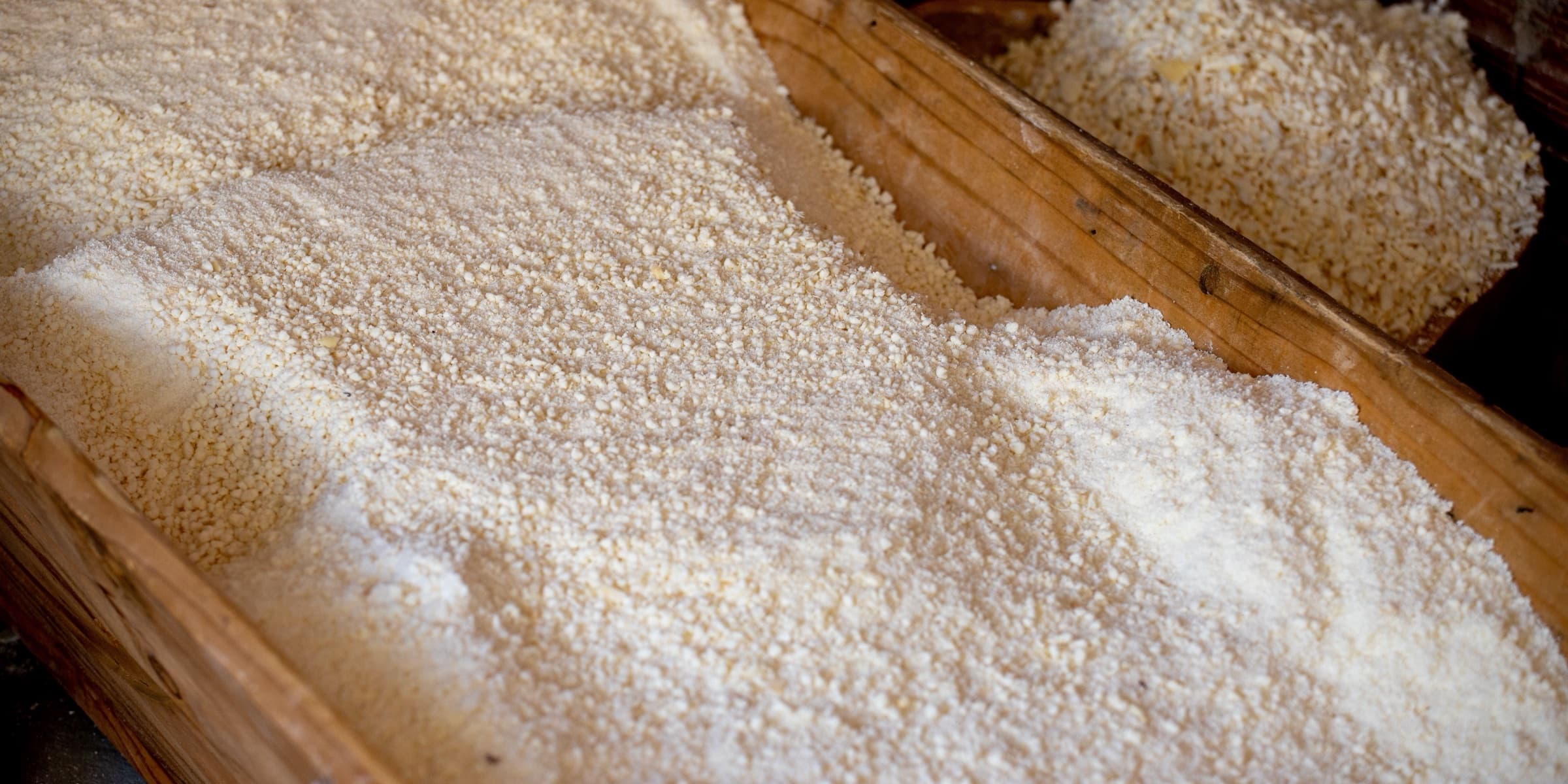 White powder in a wooden box
